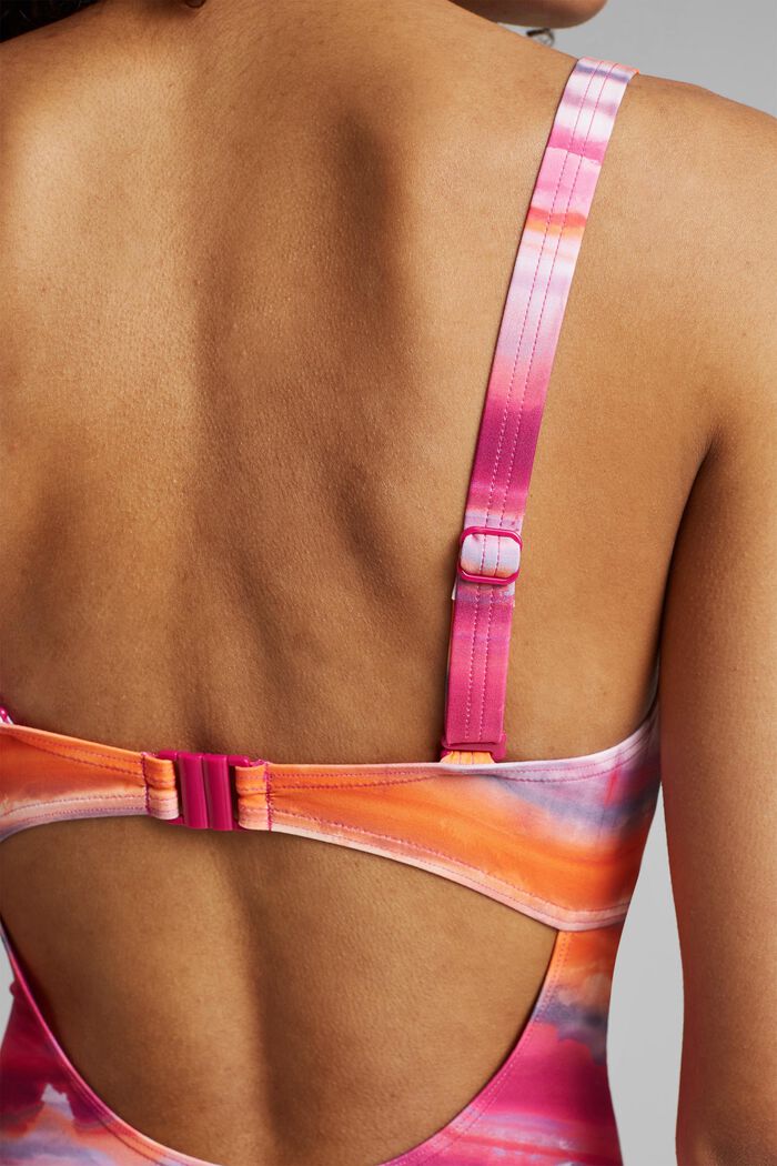 Recycled: padded printed swimsuit, PINK FUCHSIA, detail image number 4