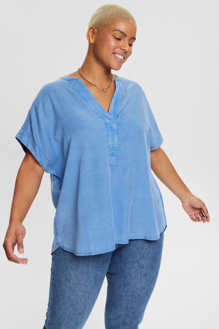 CURVY casual blouse made of TENCEL™, LIGHT BLUE LAVENDER, detail image number 5