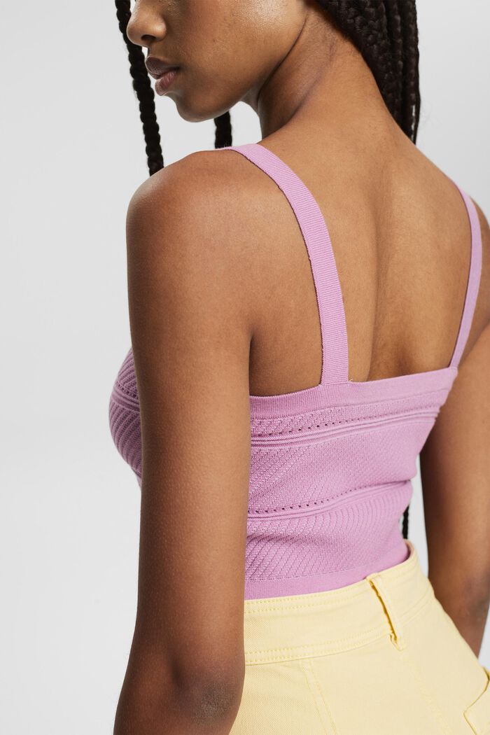 Cropped top in a textured knit, LILAC, detail image number 2