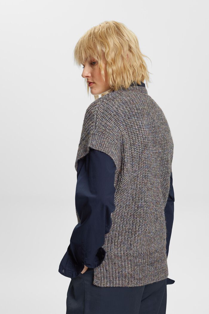 Sleeveless Rib-Knit Sweater, DARK GREY, detail image number 3