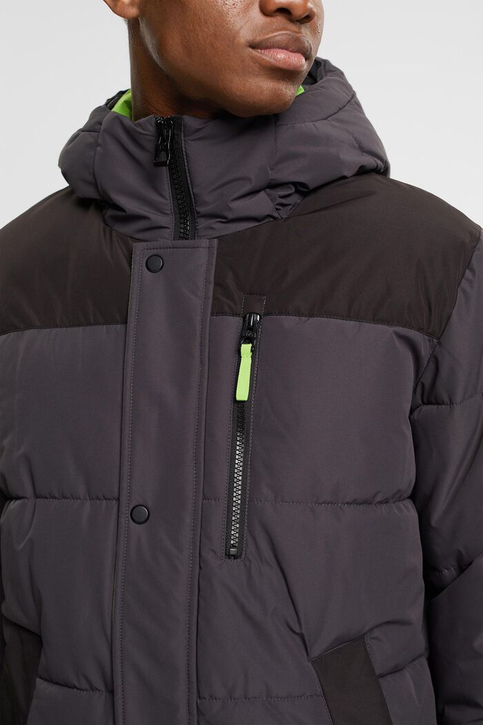Quilted jacket with neon-coloured details, DARK GREY, detail image number 2