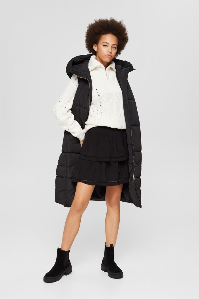Short flounce skirt, LENZING™ ECOVERO™, BLACK, detail image number 1