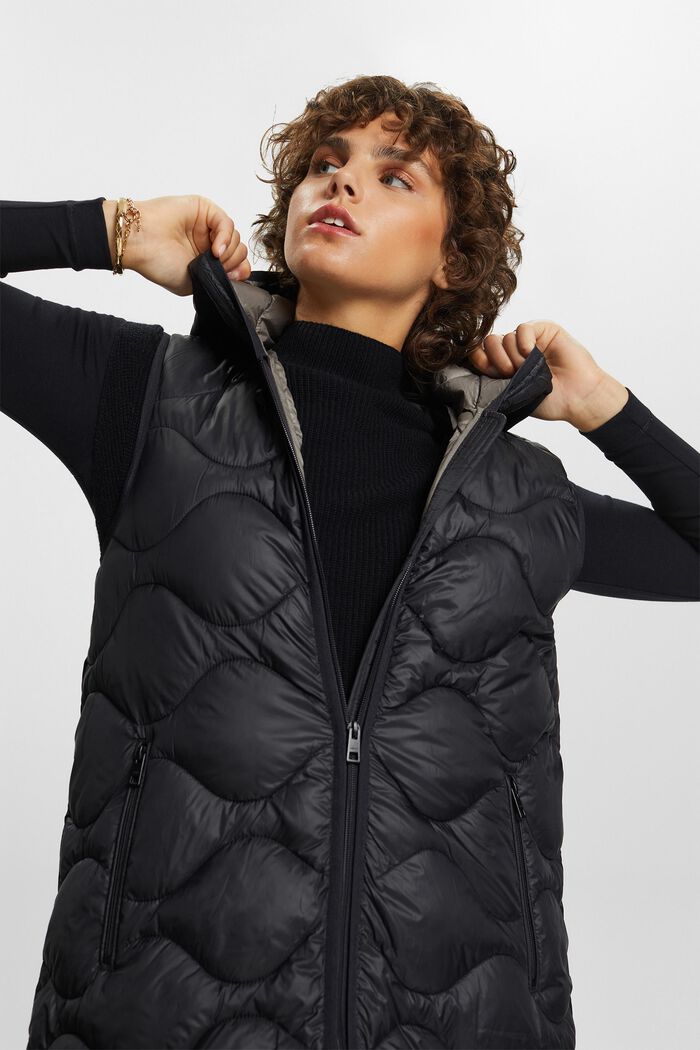 Recycled: longline quilted body warmer, BLACK, detail image number 4
