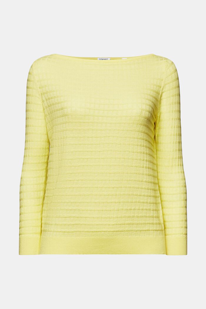 Structured Knit Sweater, PASTEL YELLOW, detail image number 5