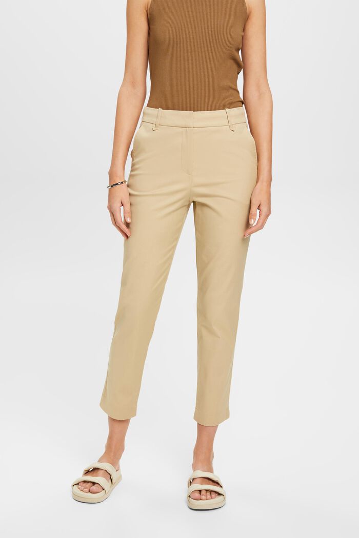 High-rise slim fit trousers, SAND, detail image number 0