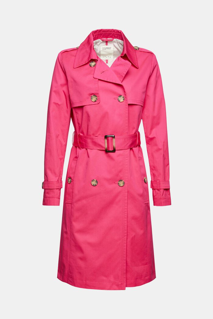 Cotton trench coat, PINK FUCHSIA, overview