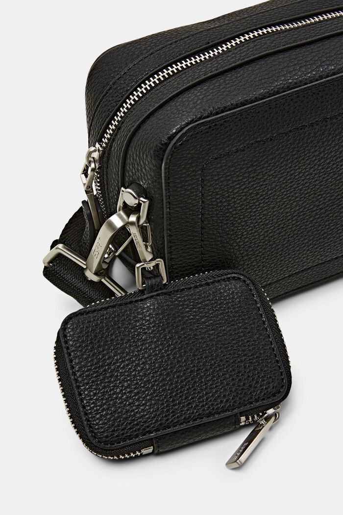 Faux Leather Shoulder Bag, BLACK, detail image number 1