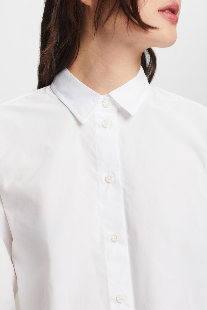 Cropped Poplin Blouse, WHITE, detail image number 3