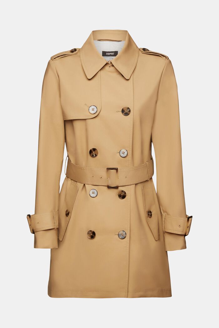 Double-breasted trench coat, KHAKI BEIGE, detail image number 5