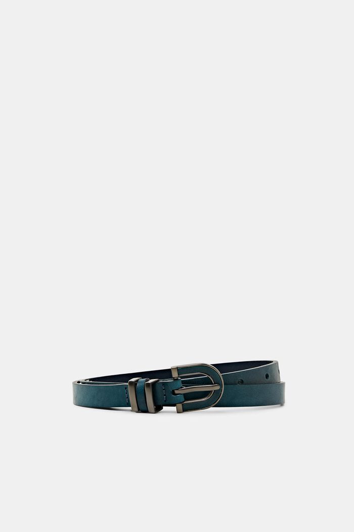 Slim Leather Belt, PETROL BLUE, detail image number 0
