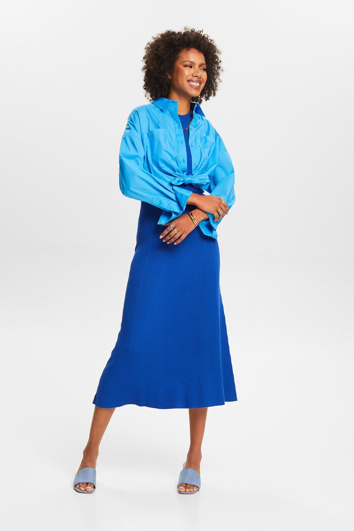 Sleeveless Ribbed Midi Dress, BRIGHT BLUE, detail image number 1