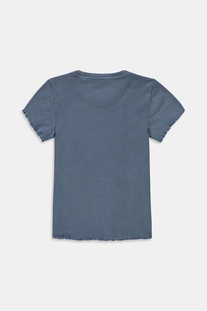 Ribbed T-shirt with gathered hems, 100% cotton, BLUE MEDIUM WASHED, detail image number 1