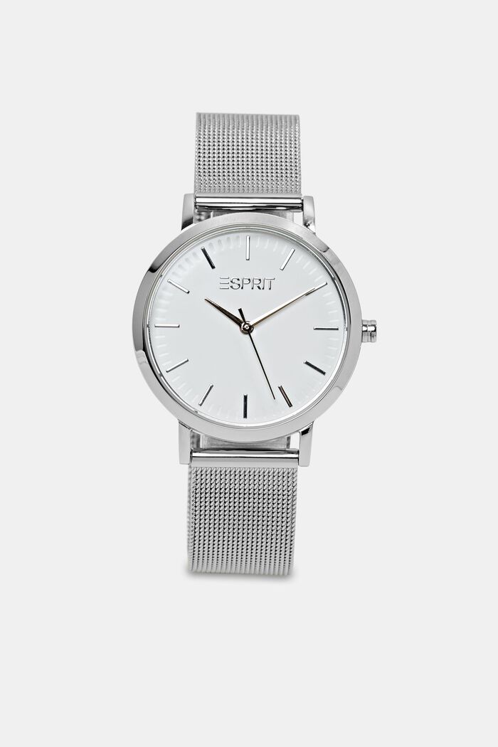 Stainless steel watch with a mesh strap, SILVER, detail image number 0