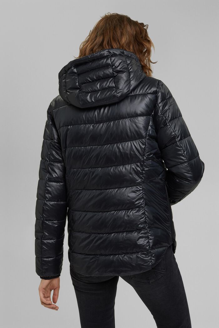 Quilted jacket with a detachable hood, made of recycled material, BLACK, detail image number 3