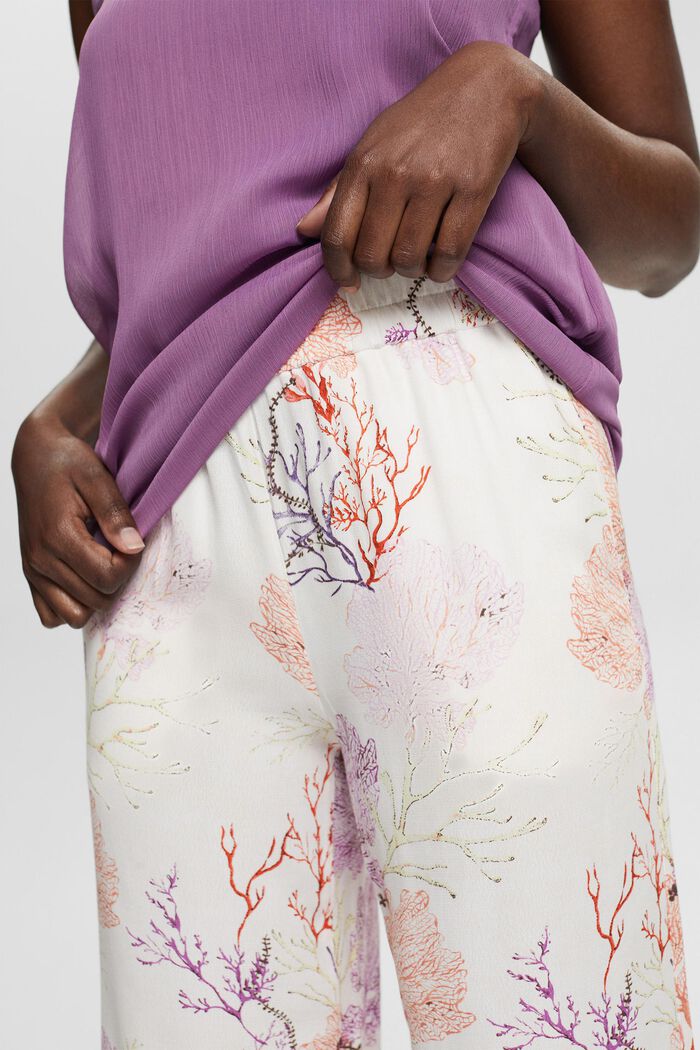 Lightweight wide-leg trousers with a print, OFF WHITE, detail image number 2