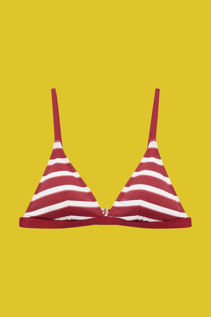 Striped and padded bikini top, DARK RED, detail image number 4