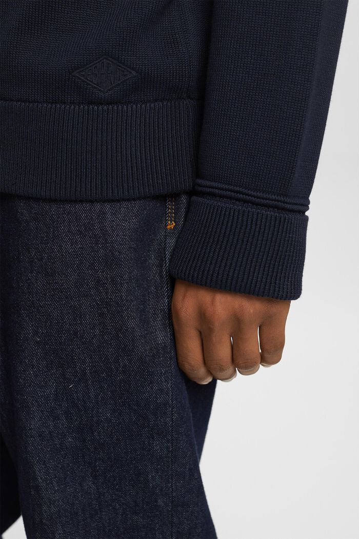 Cotton V-Neck Sweater, NAVY, detail image number 2