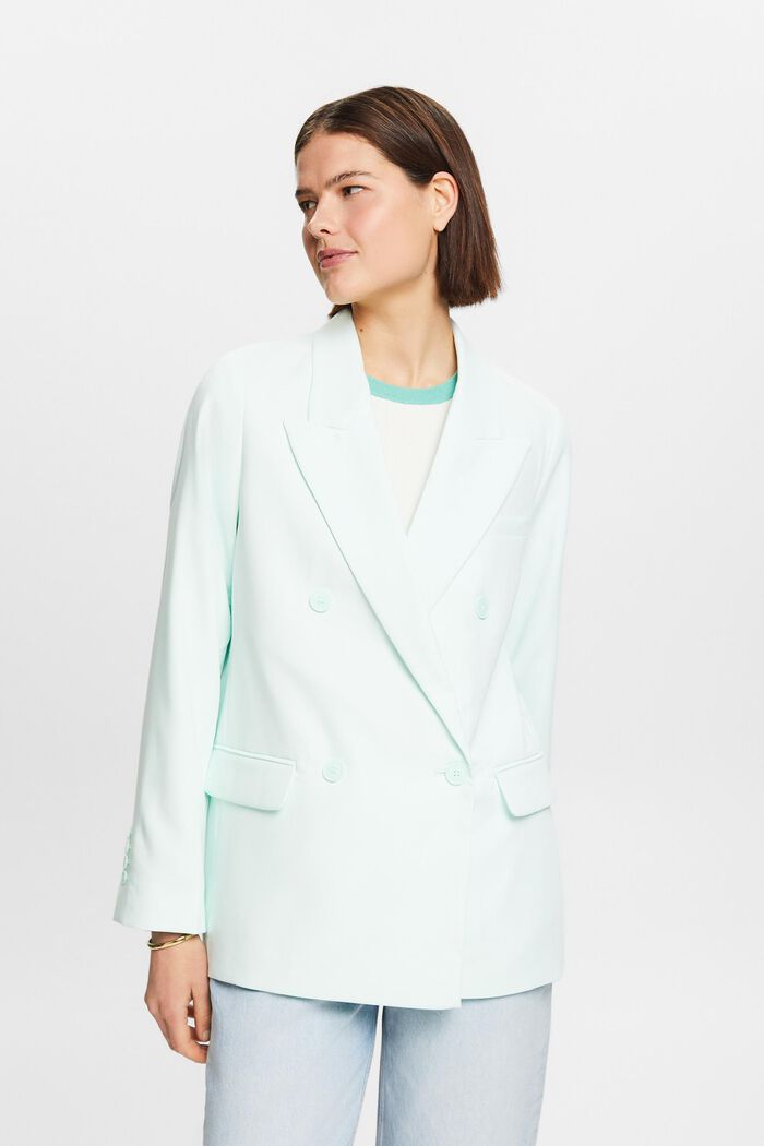 Double-Breasted Blazer, LIGHT AQUA GREEN, detail image number 0