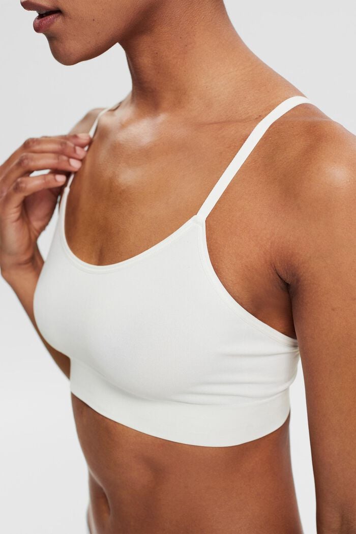 Recycled: unpadded, virtually seamless bra, OFF WHITE, detail image number 3