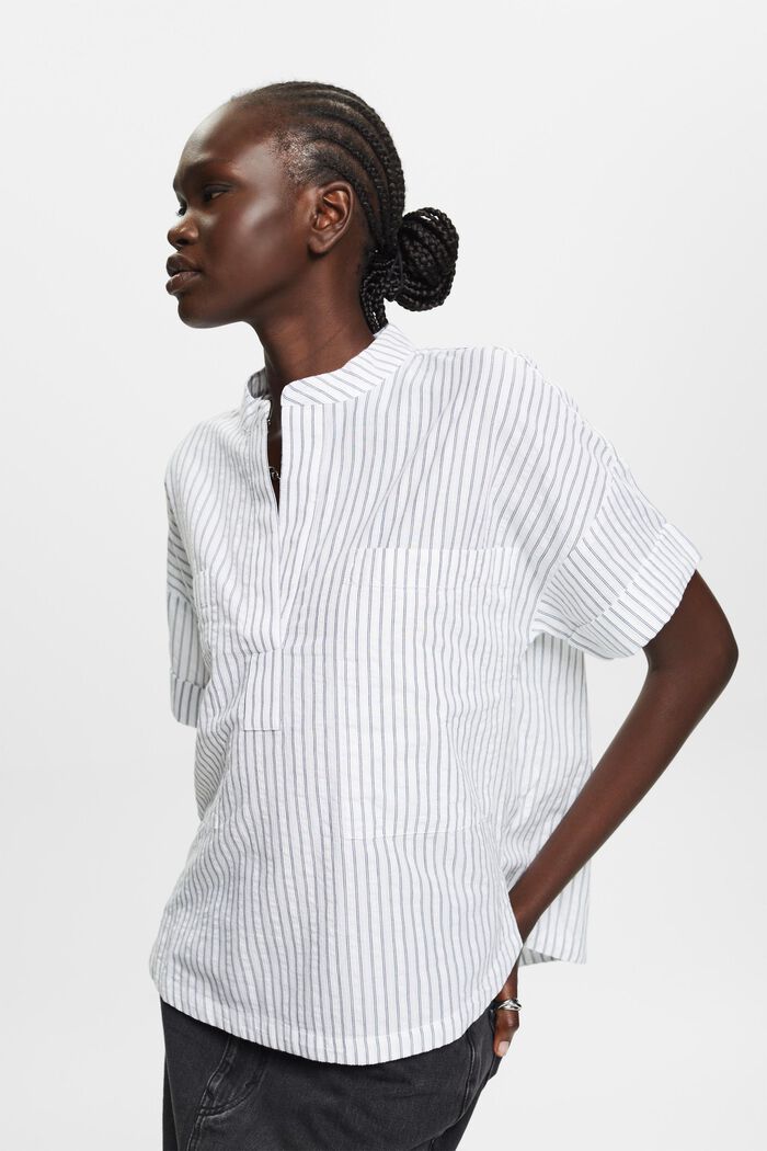 Striped oversized blouse, WHITE, detail image number 0