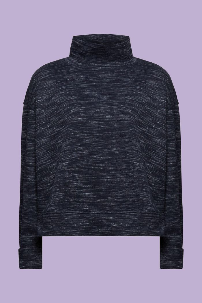 Cotton Blend High Collar Sweatshirt, NAVY, detail image number 5