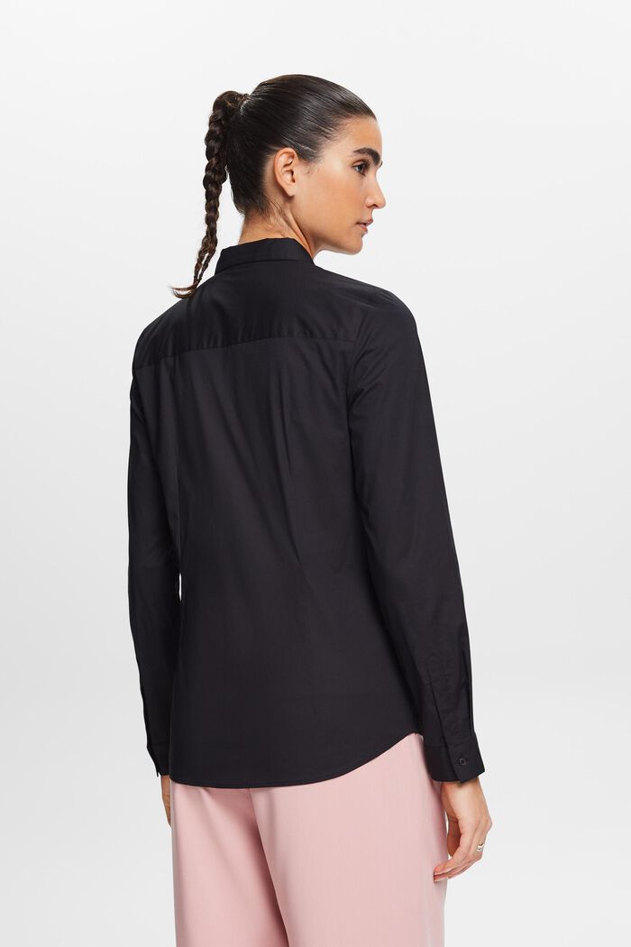 Long-Sleeve Poplin Shirt, BLACK, detail image number 4