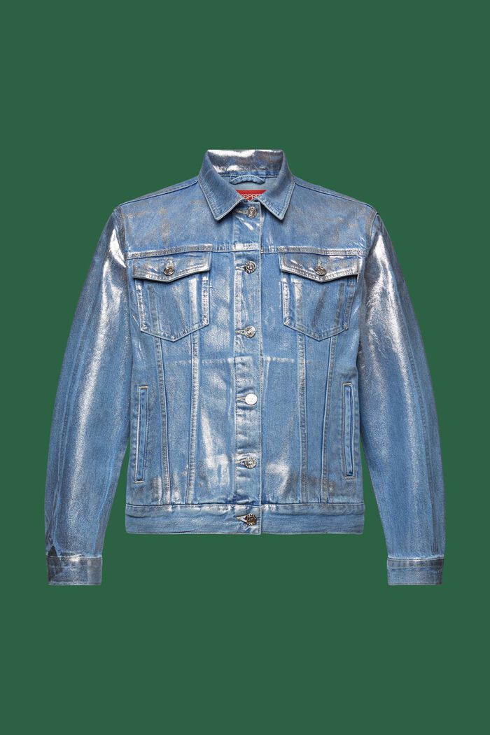 Metallic Denim Jacket, GREY RINSE, detail image number 6