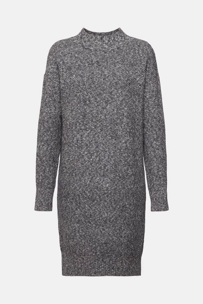 Textured knit dress with wool, GUNMETAL, detail image number 6