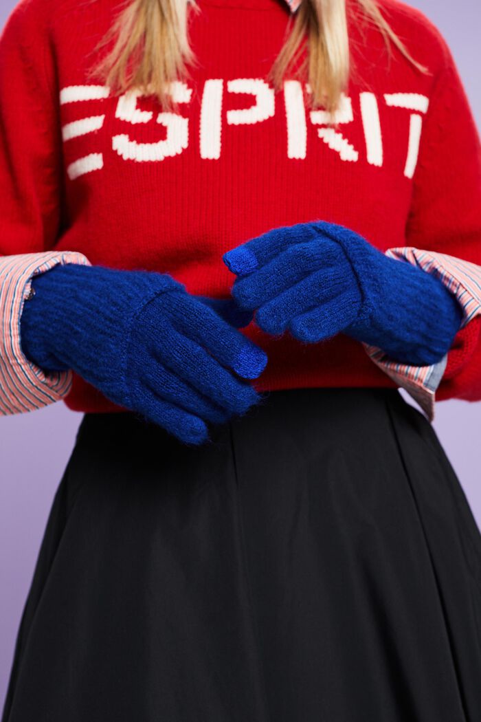 2-in-1 Knitted Gloves, BRIGHT BLUE, detail image number 1