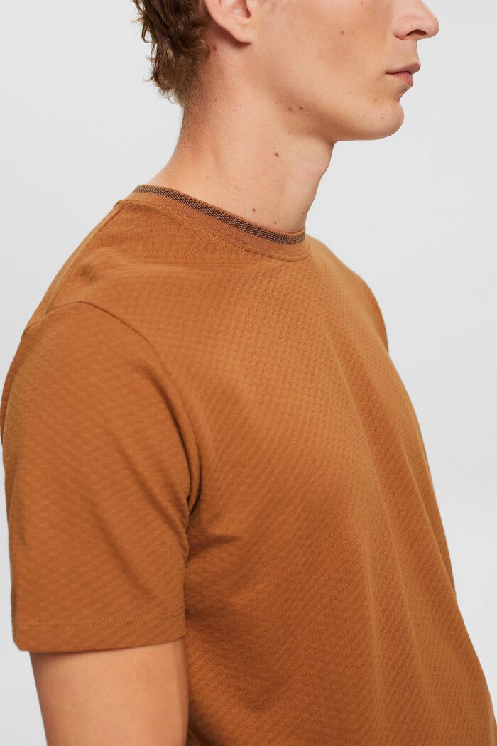 Made of recycled material: textured jersey T-shirt, TOFFEE, detail image number 1