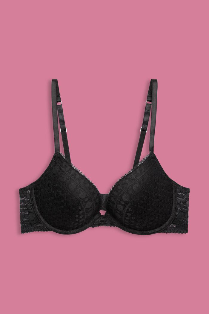Recycled: push-up bra with lace, ANTHRACITE, detail image number 4