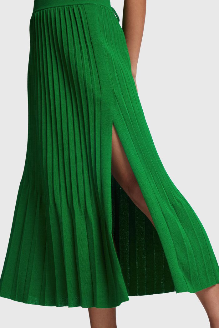 Pretty Pleats Midi Skirt, GREEN, detail image number 3