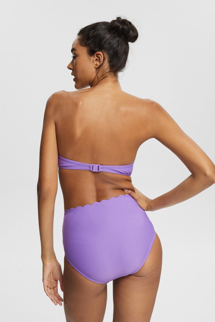 Ribbed high-waisted briefs with a scalloped hem, VIOLET, detail image number 1