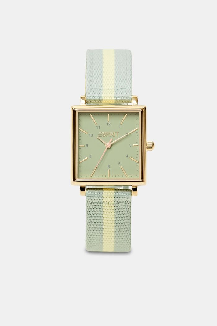 Stainless Steel Woven Strap Watch, GREEN, detail image number 0