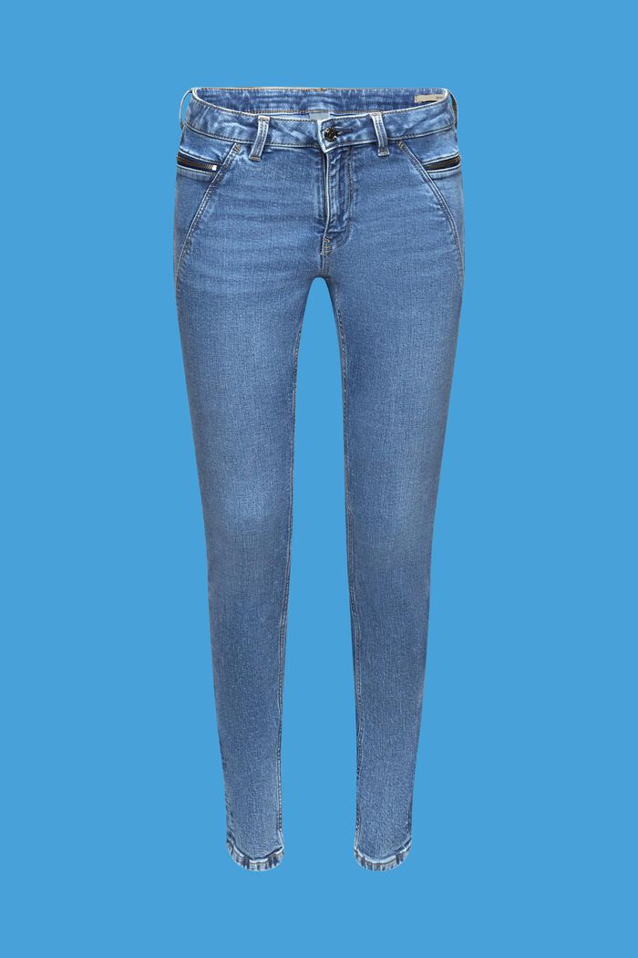 Mid-rise skinny fit jeans with zip pockets, BLUE MEDIUM WASHED, detail image number 7