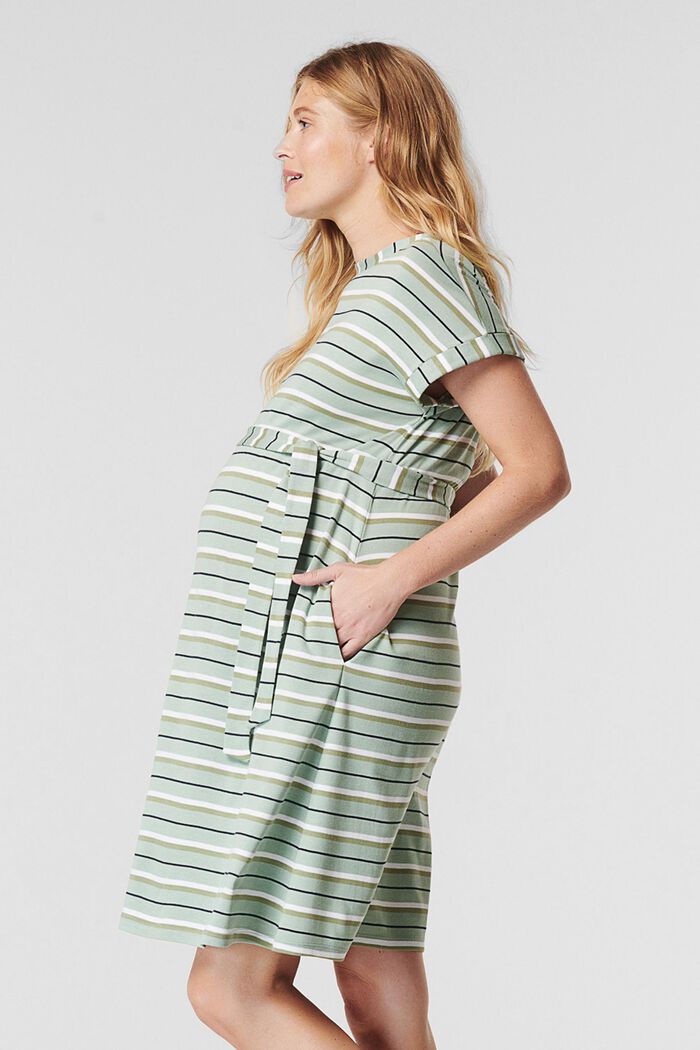 Striped jersey dress, made of organic cotton, FROSTY GREEN, detail image number 0