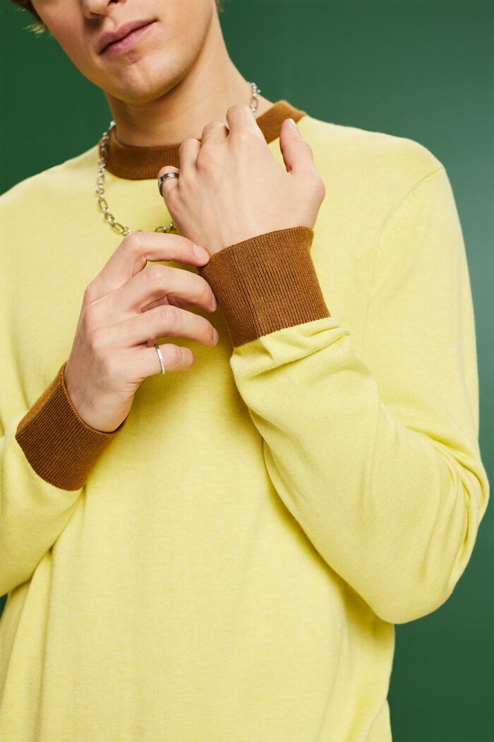 Crewneck Knit Sweater, BRIGHT YELLOW, detail image number 3