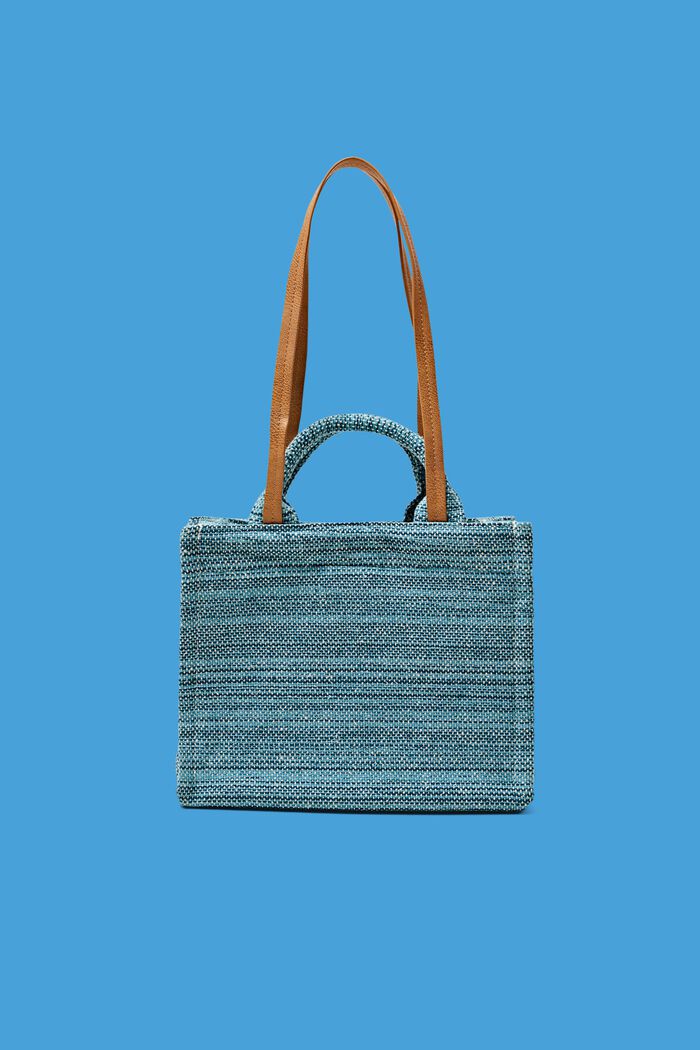 Small shopper bag in multi-coloured design, TEAL GREEN, detail image number 0