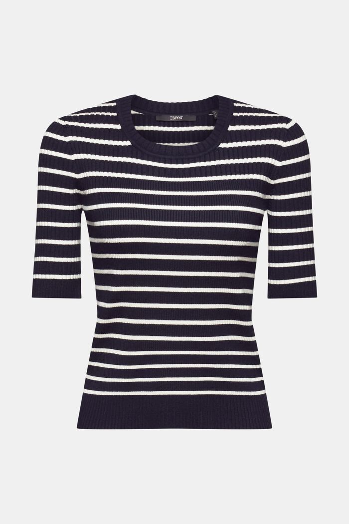 Short-sleeved ribbed sweater, NAVY, detail image number 6