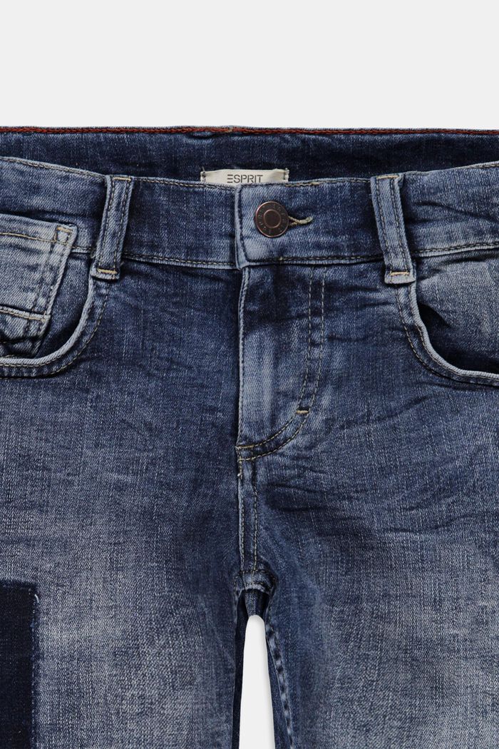 Worn-effect denim shorts with an adjustable waistband, BLUE MEDIUM WASHED, detail image number 2