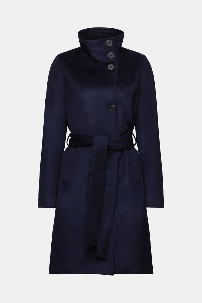 Recycled: wool blend coat with cashmere, NAVY, detail image number 6