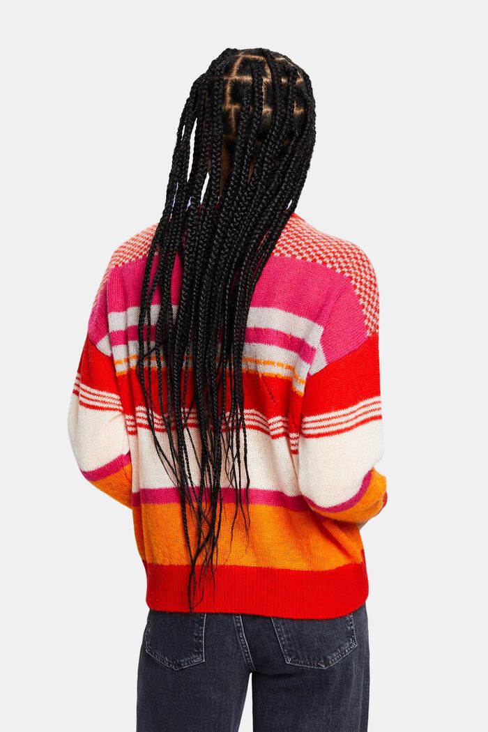 Striped Crewneck Sweater, RED, detail image number 2