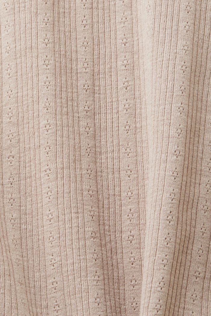 Pointelle long-sleeve top, LIGHT TAUPE, detail image number 5