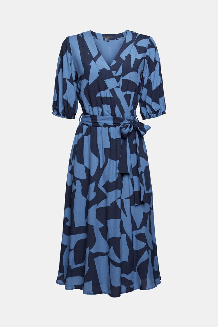 Midi dress with pattern, LENZING™ ECOVERO™, GREY BLUE, overview
