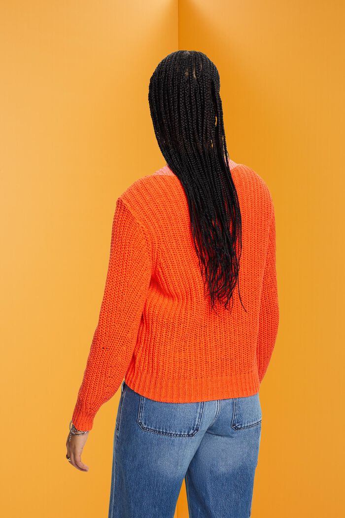 Open-Knit Sweater, ORANGE RED, detail image number 3