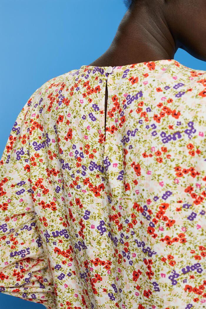 Floral blouse with 3/4 sleeves, OFF WHITE, detail image number 2