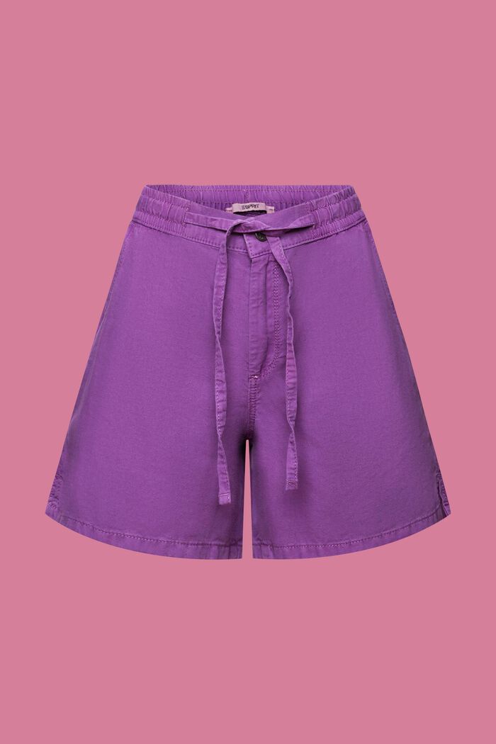 Smocked-Waist Twill Shorts, PURPLE, detail image number 6