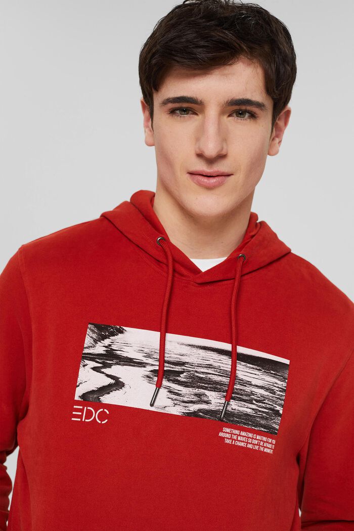 Sweatshirt hoodie with a print, RED ORANGE, detail image number 5