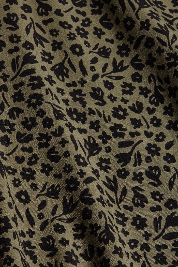 Floral blouse flounce details, made of LENZING™ ECOVERO™, DARK KHAKI, detail image number 4