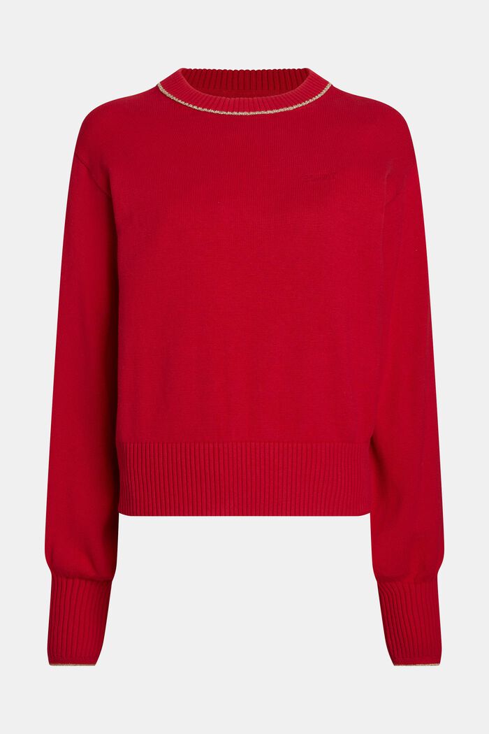 Puffed sleeved jumper with cashmere, RED, detail image number 4